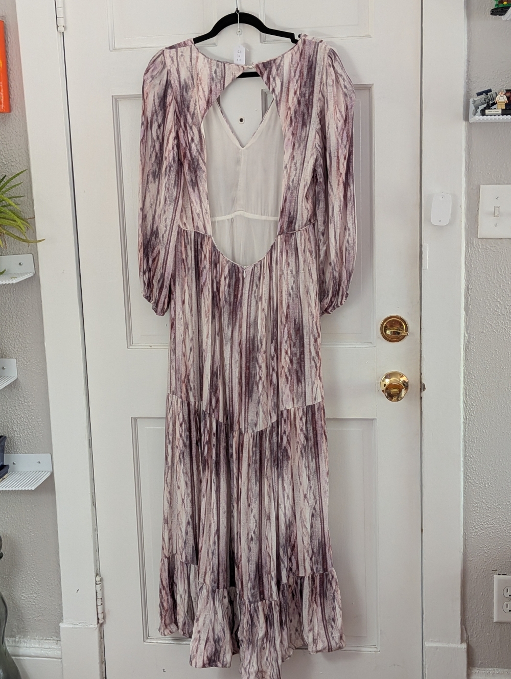 Tart NWT Boho Tie Dye Maxi Dress Open Back Balloon Sleeve Size L - Picture 6 of 6